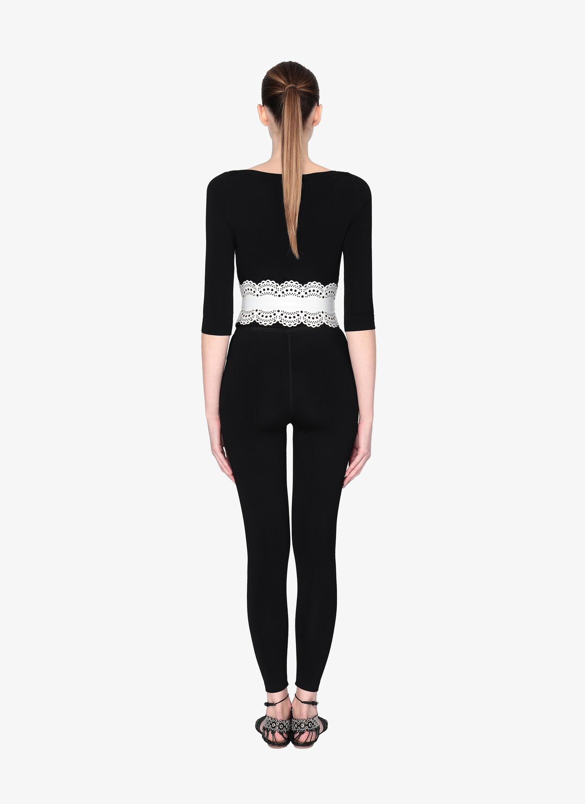 CORSET CUIR LUX NEW VIENNE FLEUR OPTICAL WHITE ALAÏA WHITE  CORSET CUIR LUX NEW VIENNE FLEUR OPTICAL WHITE